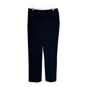 Chicos 2.5 Striped Wide Leg Pants Women Size L/14 Regular Navy Business Casual